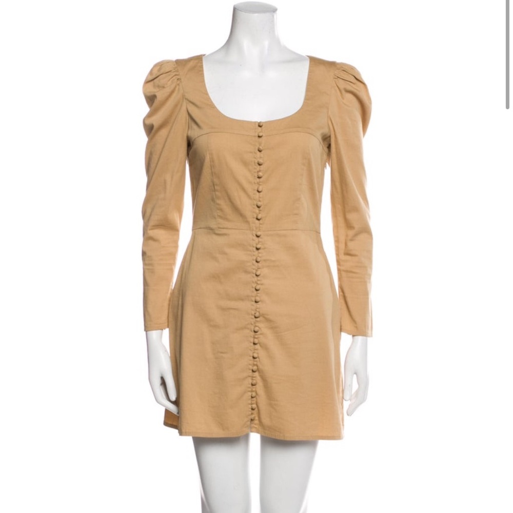 St Roche Chic Tan Button-Front Mini Dress